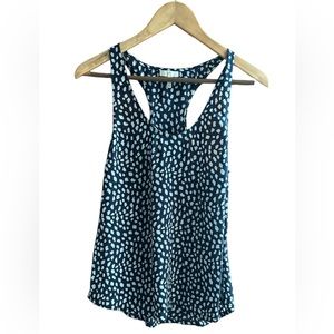 JOIE 100% SILK CAMI T BACK FLOWY CAMI TANK NAVY PRINT SIZE MEDIUM NWOT